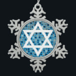 Star of David on Blue Mosaic Tile Pattern Ornament<br><div class="desc">Decorate your Sukkah,  or Chanukah space with this stylish genuine pewter ornament featuring the Star of David on a blue mosaic tile patterned background! Buy in bulk and attach an ornament to gifts for friends and loved ones.</div>