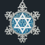Star of David on Blue Mosaic Tile Pattern Ornament<br><div class="desc">Decorate your Sukkah,  or Chanukah space with this stylish genuine pewter ornament featuring the Star of David on a blue mosaic tile patterned background! Buy in bulk and attach an ornament to gifts for friends and loved ones.</div>
