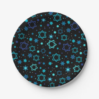 Star of David Paper Plates - Black