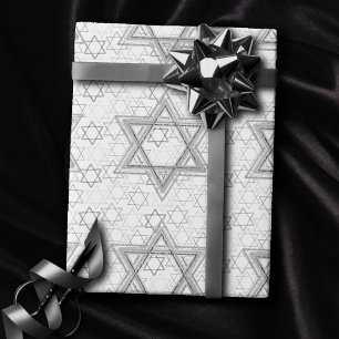 Star of David Pattern   Silver and White Scatter Wrapping Paper
