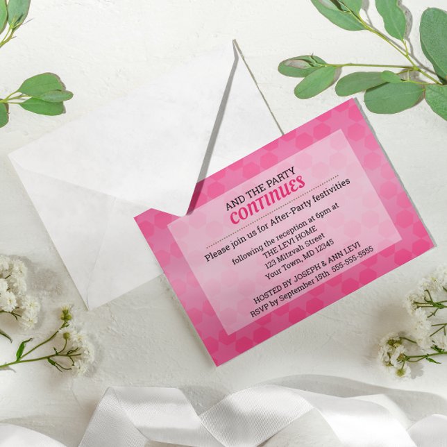 Star of David Pink Ombre Bat Mitzvah After Party Invitation (Creator Uploaded)