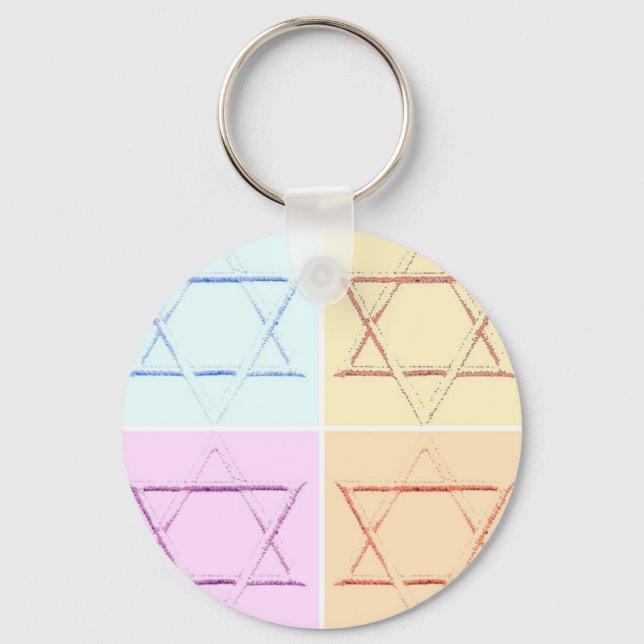 Star of David pop art Keychain (Front)