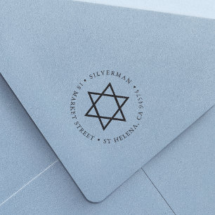 Star of David Round Return Address Self-inking Stamp