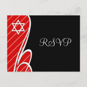 Star of David RSVP Cards Red Dots Black