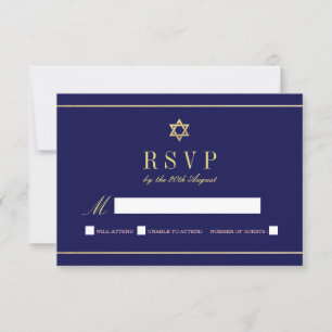 Star of David RSVP Deep Blue   w/ Address Card