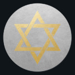 Star of David Silver and Gold Classic Round Sticker<br><div class="desc">Modern and elegant faux gold and silver metal foil effect Star of David sticker you can personalize with text or keep blank for use on your Bar Mitzvah invitation envelopes,  favours,  crafts,  party decorations or for Hanukkah and New Years cards and mailings.</div>