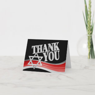 Star of David Silver and Red Thank You Card