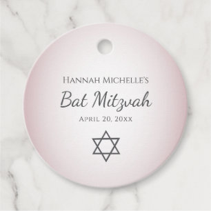 Star of David Simple Pretty Blush Pink Bat Mitzvah Favour Tags