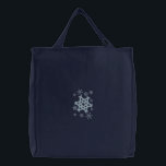 Star of David Snowflake Embroidered Tote Bag<br><div class="desc">Embroidered blue snowflakes and Star of David. Wonderful  winter Judaism  theme make a delightful gift idea and fun for  Hanukkah celebrations too.</div>