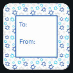 Star of David Square Sticker<br><div class="desc">These fabulous gift tags would look great on all your Hanukkah gifts.  They are so festive with blue turquoise and yellow Stars of David in all different sizes.  They'll look so cute on your gifts.</div>