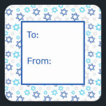 Star of David Square Sticker<br><div class="desc">These fabulous gift tags would look great on all your Hanukkah gifts.  They are so festive with blue turquoise and yellow Stars of David in all different sizes.  They'll look so cute on your gifts.</div>