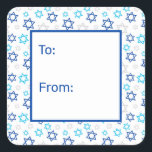 Star of David Square Sticker<br><div class="desc">These fabulous gift tags would look great on all your Hanukkah gifts. They are so festive with blue turquoise and yellow Stars of David in all different sizes. They'll look so cute on your gifts.</div>