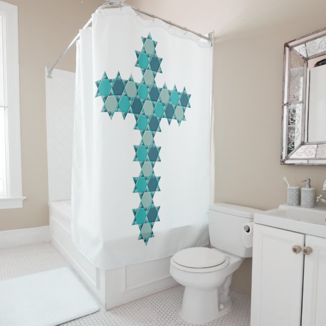 Star of David Star Cross Blue Optical Illusion (In Situ)