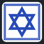 Star of David Sticker<br><div class="desc">Square sticker with an image of a deep blue Star of David and a double deep blue border on white. See matching round sticker, confetti, label and wrapping paper. See the entire Hanukkah Sticker collection under the CARDS & STICKERS category in the HOLIDAYS section.</div>