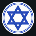 Star of David Sticker<br><div class="desc">Round sticker with an image of a royal blue Star of David and a double royal blue border on white. See matching square sticker,  confetti,  label and wrapping paper. See the entire Hanukkah Sticker collection under the CARDS & STICKERS category in the HOLIDAYS section.</div>