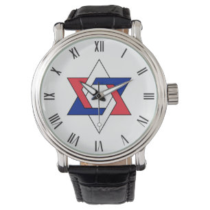 Star of David symbol stylised France three colours Watch