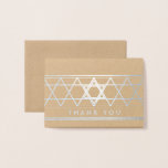 Star of David Thank You Note Simple Modern Folded Foil Card<br><div class="desc">Send a stylish note of thanks with simply elegant silver foil folded thank you cards. All wording on this template is simple to personalize or delete, and fonts can be customized with the Zazzle design tool. The chic modern design features real metallic silver foil on front, a unique star of...</div>