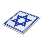 Star of David Tile<br><div class="desc">Square ceramic tile with an image of a deep blue Star of David and a double deep blue border on white. See matching candy jar,  mug,  Melamine plate,  Porcelain plate,  paper plate and coasters. See the entire Hanukkah Tile collection under the HOME category in the HOLIDAYS section.</div>