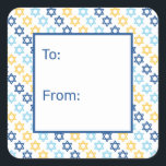 Star of David To From Square Sticker<br><div class="desc">These fabulous gift tags would look great on all your Hanukkah gifts. They are so festive with blue and gold Stars of David. They'll look so cute on your gifts.</div>