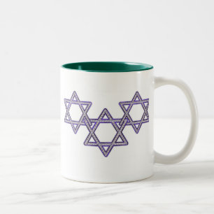 Star Of David Trio Two-Tone Coffee Mug