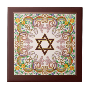 Star of David Vintage Baroque Jewish Art Tile