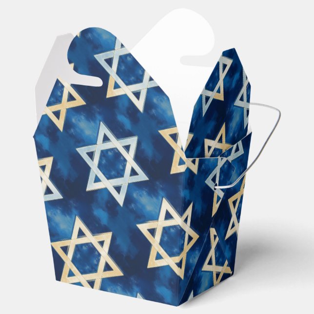 Star of David Watercolor Blue Custom  Favor Box (Opened)