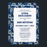 Star of David Watercolor Custom QR Bar Bat Mitzvah Invitation<br><div class="desc">Perfect card to announce a bat mitzvah, bar mitzvah or other Jewish celebration! Star pattern for you on the front and back side! FULLY CUSTOMIZABLE! Click on “Personalize” above to edit the text on the front and back and add your link to the QR code. Click "edit using design tool"...</div>
