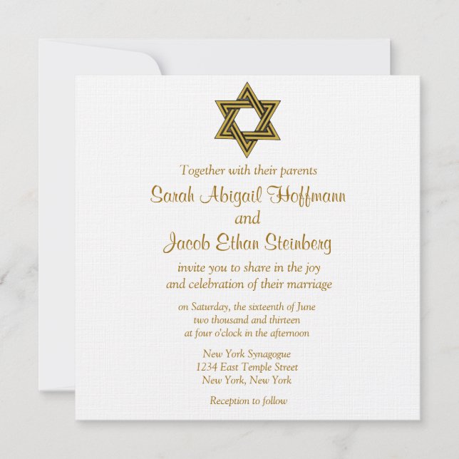 Star of David Wedding Invitations (Front)