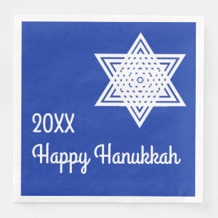 Star of David White on Blue Background Hanukkah Pa Napkin