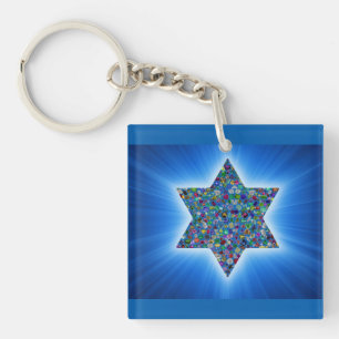 Star of David with Gemstones Keychain