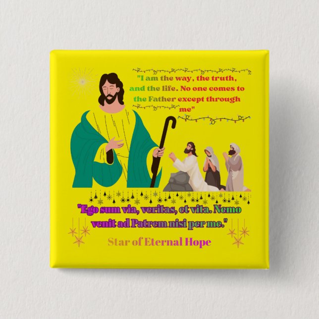 Star of Eternal Hope yellow 2 Inch Square Button (Front)