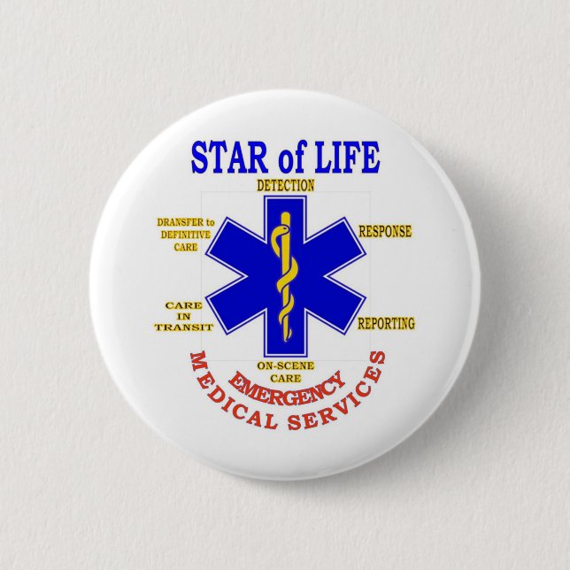 STAR of LIFE 2 Inch Round Button (Front)