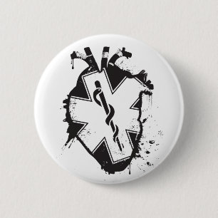 star of life anatomical heart 2 inch round button