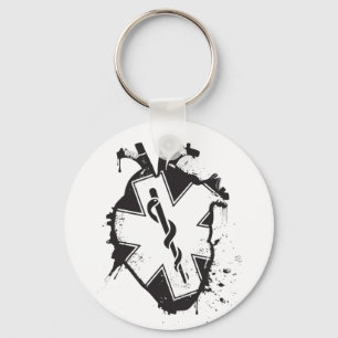 star of life anatomical heart keychain