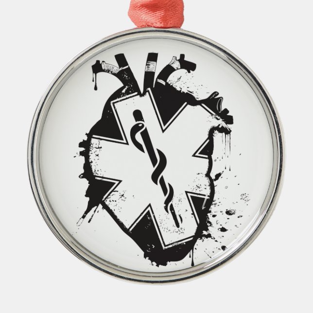 star of life anatomical heart metal ornament (Front)