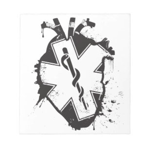 star of life anatomical heart notepad