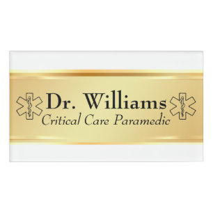 Star of Life EMT Paramedic Personalized EMS Gold Name Tag