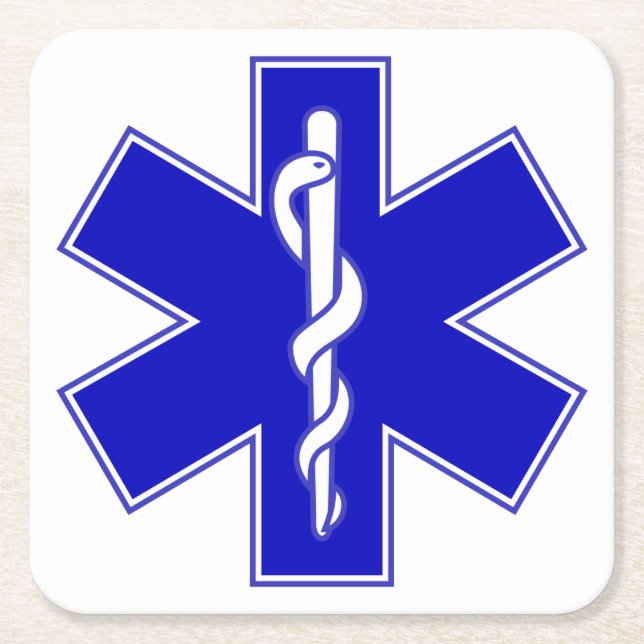 Star of Life (EMT) Square Paper Coaster (Front)