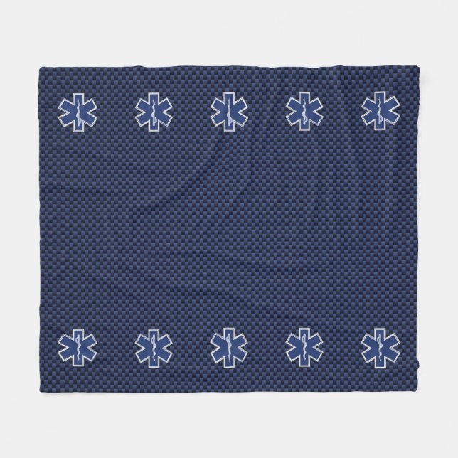 Star of Life Paramedic Carbon Fibre Style Fleece Blanket (Front (Horizontal))