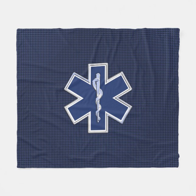 Star of Life Paramedic Carbon Fibre Style Fleece Blanket (Front (Horizontal))