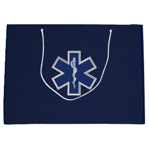 Star of Life Paramedic Carbon Fibre Style Large Gift Bag