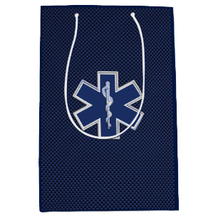 Star of Life Paramedic Carbon Fibre Style Medium Gift Bag