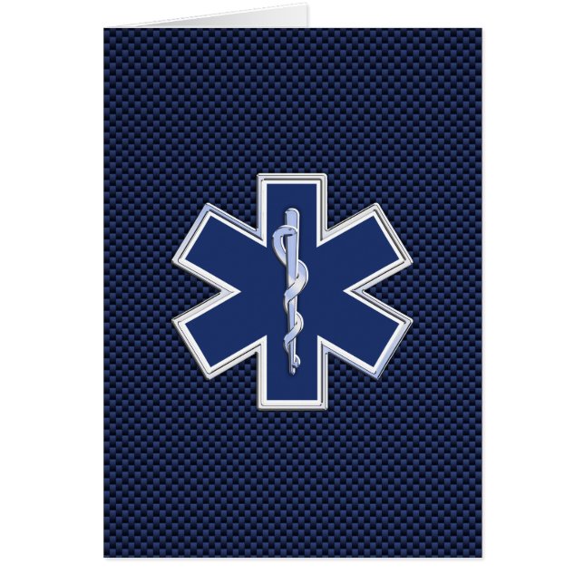 Star of Life Paramedic EMS on Blue Carbon Fibre (Front)