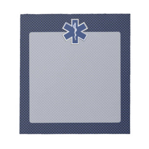 Star of Life Paramedic EMS on Blue Carbon Fibre Notepad