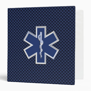 Star of Life Paramedic on Navy Blue Carbon Fibre Binder