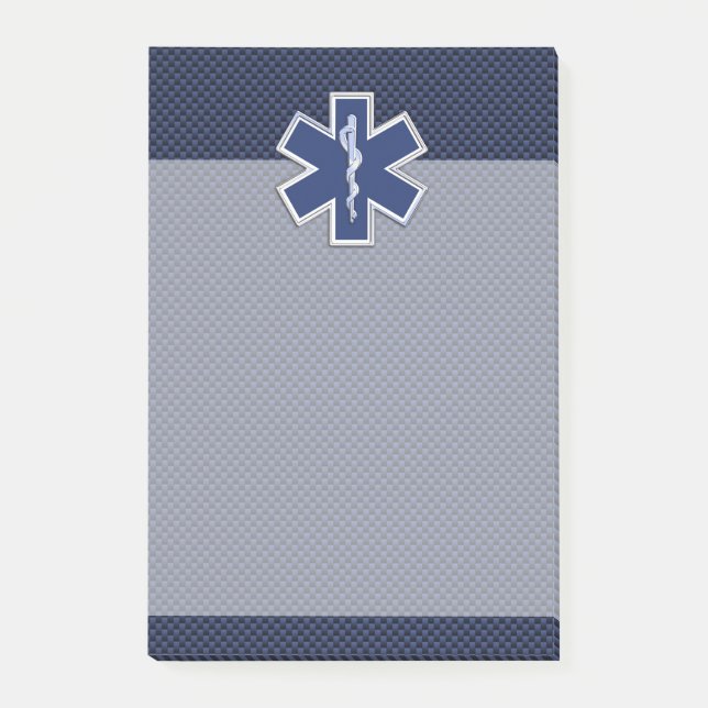Star of Life Paramedic on Navy Blue Carbon Fibre Post-it Notes (Front)