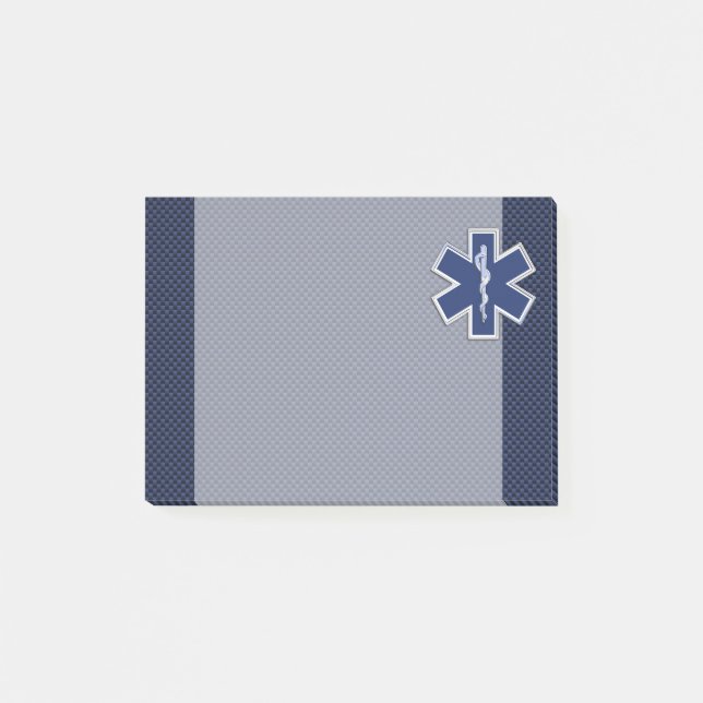 Star of Life Paramedic on Navy Blue Carbon Fibre Post-it Notes (Front)