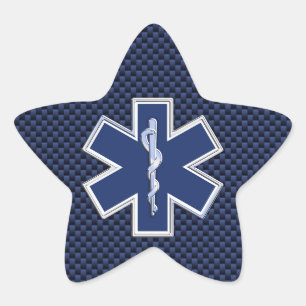 Star of Life Paramedic on Navy Blue Carbon Fibre Sticker