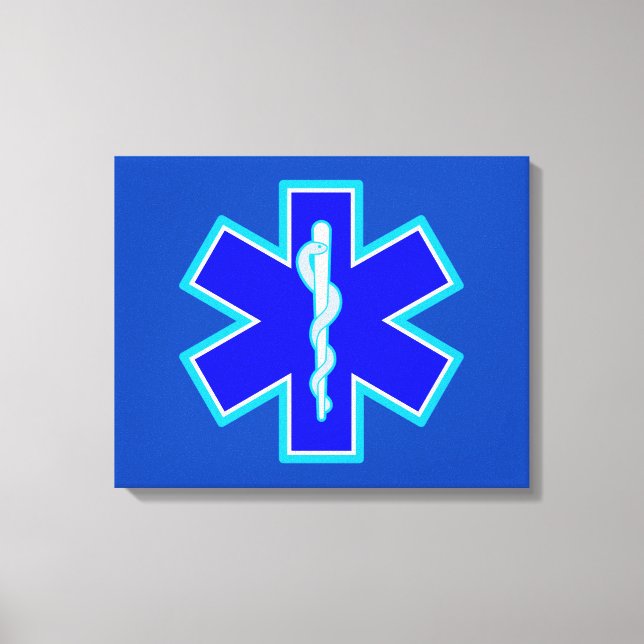Star of Life Paramedic Symbol EMS Blue Canvas Print (Front)