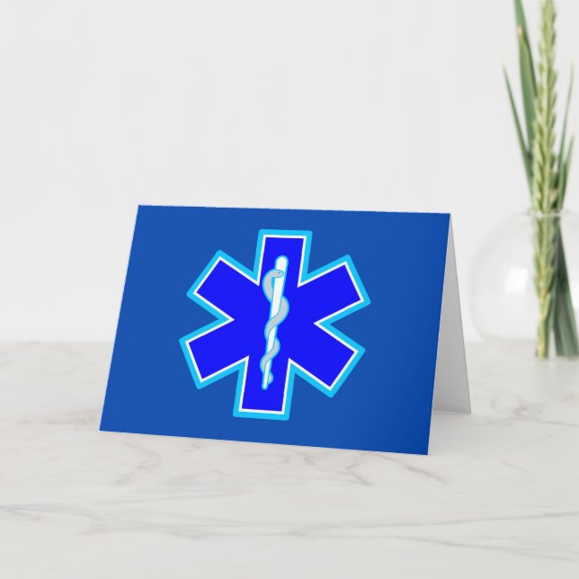 Star of Life Paramedic Symbol EMS Blue Card (Front)